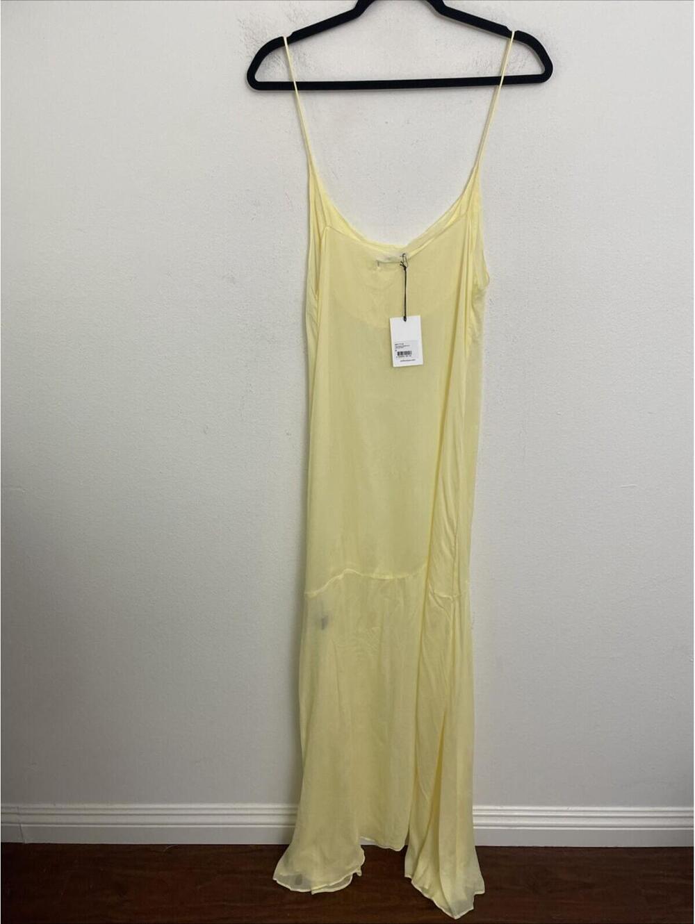SWF  Sheer Slip long Dress Like Butter Yellow Size M  NWT $358 msrp - Picture 7 of 8